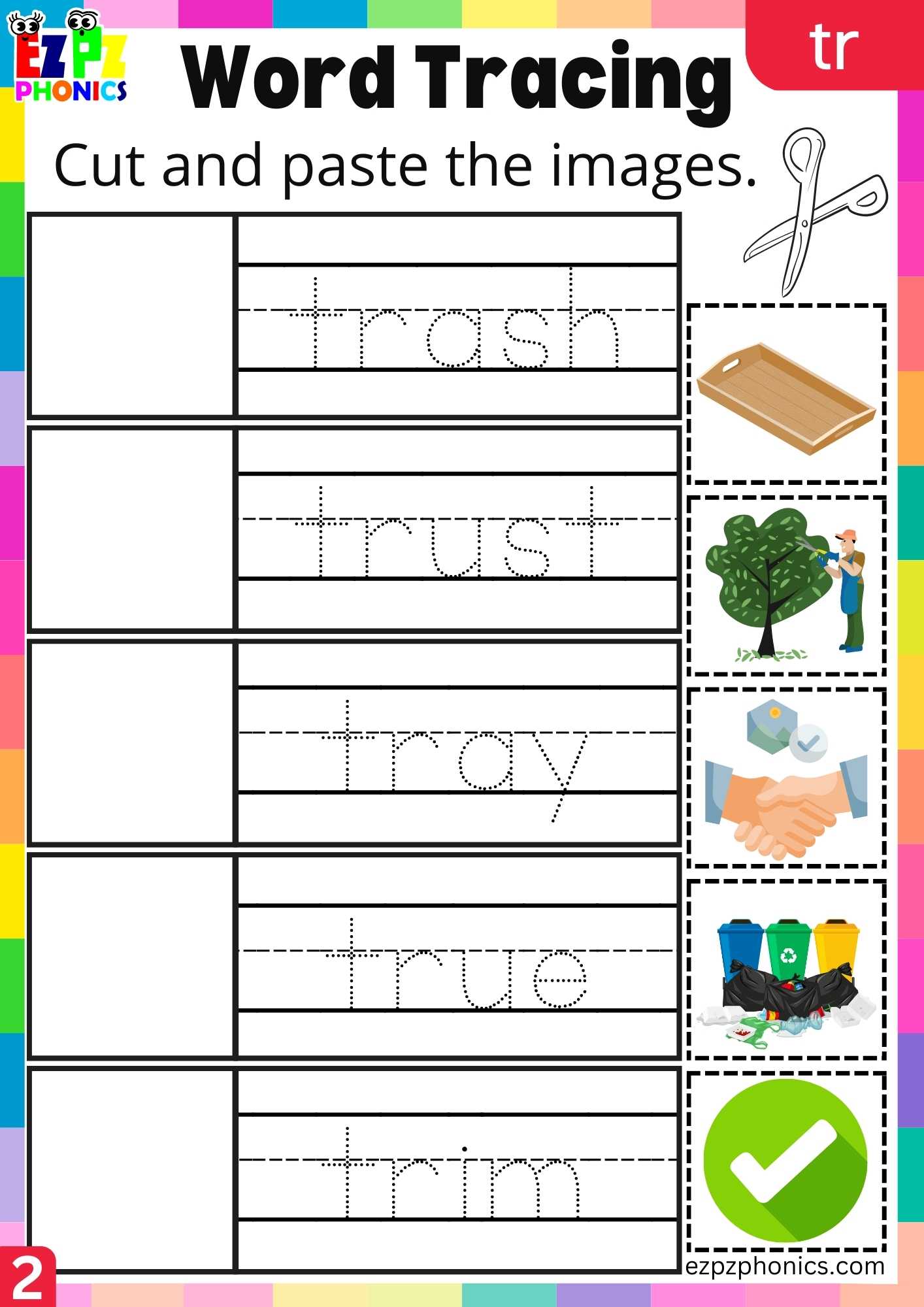 Group2 Tr Words Cut And Paste The Images Phonics Consonant Blends